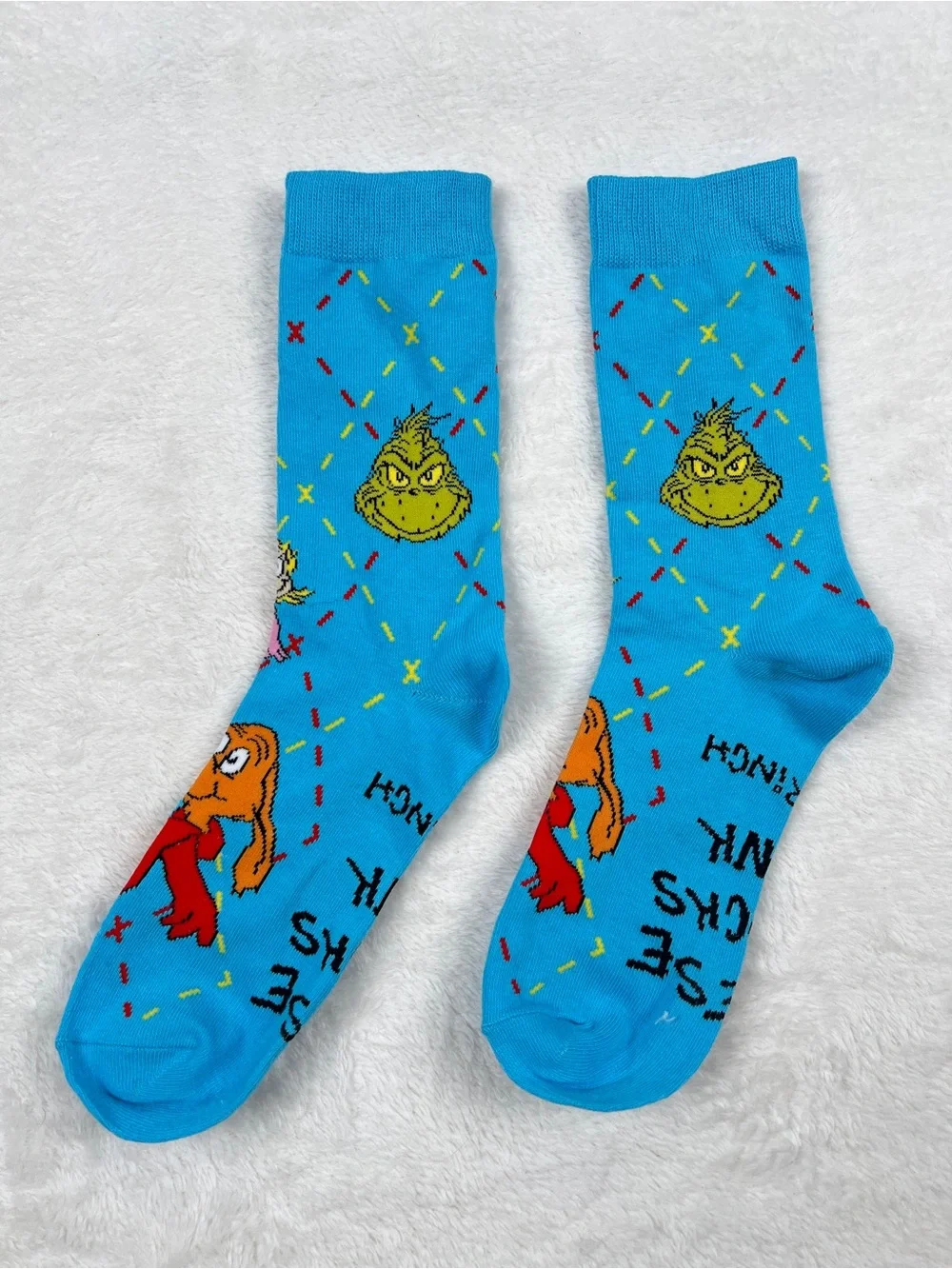2025 McDonald’s Dr. Seuss Grinch Crew Socks Blue Novelty